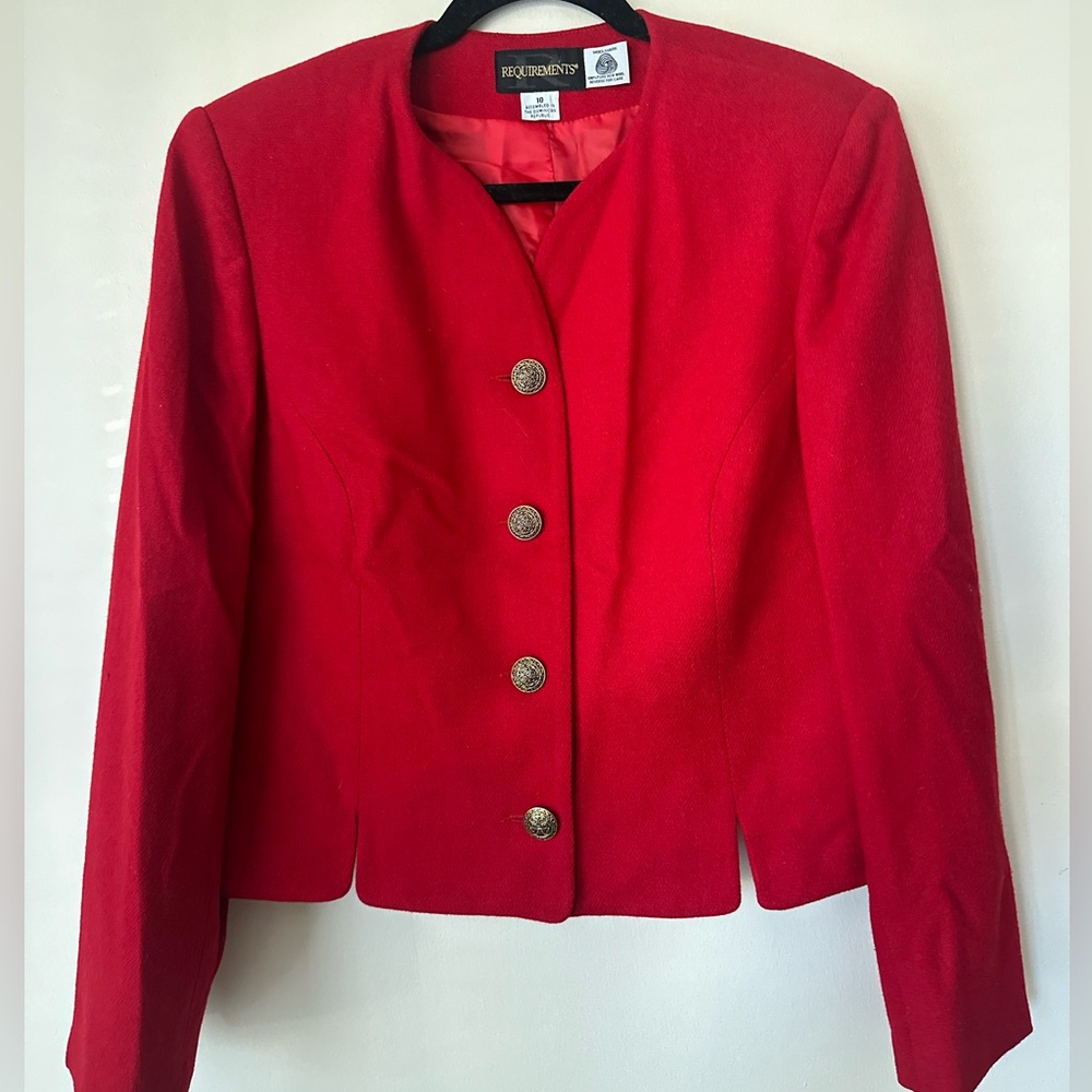 Vintage Requirements Red 100% Wool Blazer